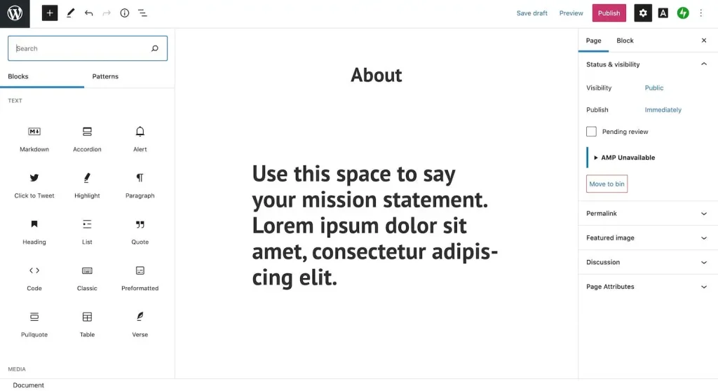 WordPress block editor